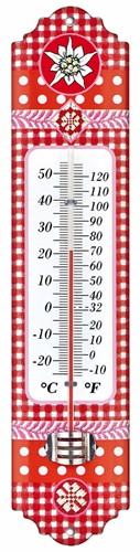 TFA Binnen/buitenthermometer analoog - metaal - Rood